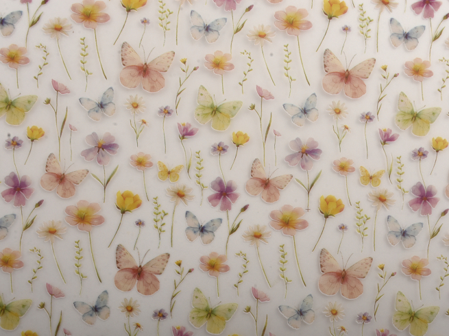 Carta da regalo in rotolo stampa "Butterflies" con farfalle fondo e interno bianco, altezza 1 metro, lunghezza 20 metri
