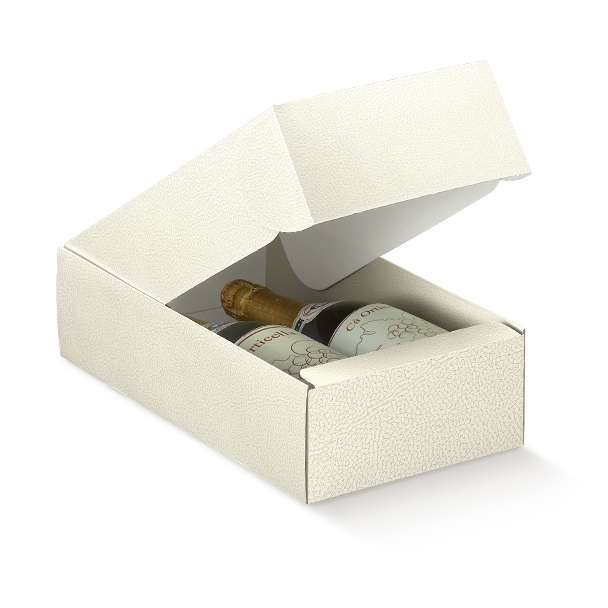 Scatola cantinetta porta bottiglie automontante in cartone bianco perlato, vari formati