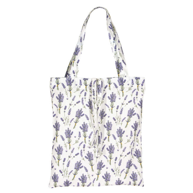 Shopper in tessuto fantasia "Lavenders" con maniglia lunga, formato 38x45 cm