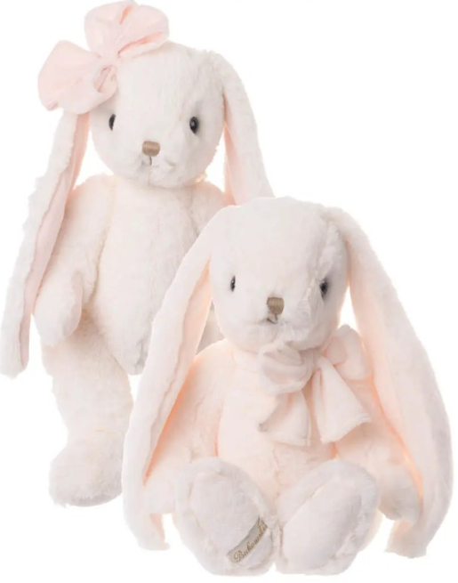 Coniglia"Sweet Lilibet" bianca con fiocco rosa, altezza 40 cm