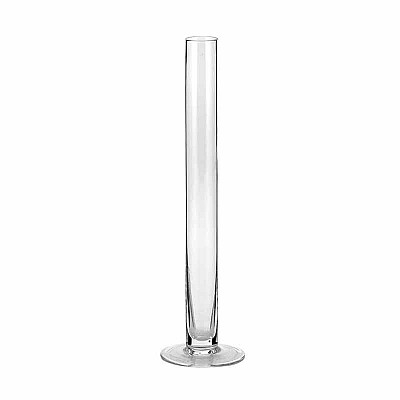 Vaso monofiore con base in vetro, diametro 3 cm, altezza 25 cm