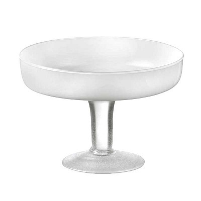 Alzata linea "Antilia" in vetro bianco e piede trasparente, diametro 24 cm, altezza 18 cm