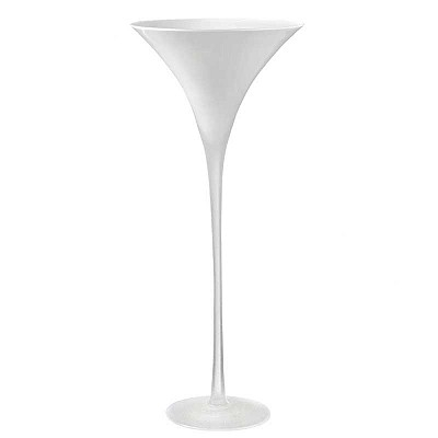 Coppa "Martini" della linea "Antilia" in vetro bianco e piede trasparente, diametro 23 cm, altezza 51 cm