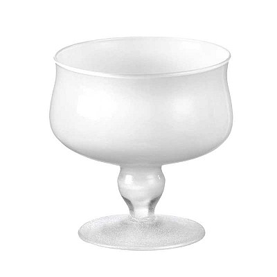 Coppa bianca in vetro con piede trasparente linea "Antilia" diametro 17 cm, altezza 16 cm