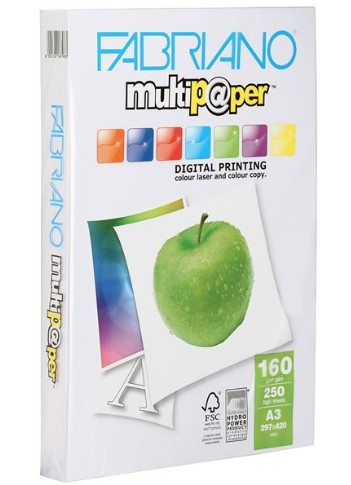 Risma di carta "Multip@per" bianca da 160 gr/mq, formato A3, confezione da 250 fogli