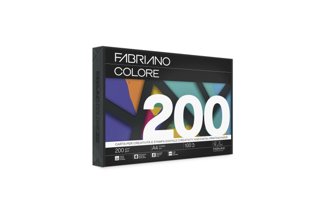 Risma di carta monocolore nero da 200 gr/mq, formato A4, confezione da 100 fogli
