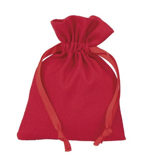Sacchetto in cotone rosso con tirante, confezione da 10 pezzi, vari formati