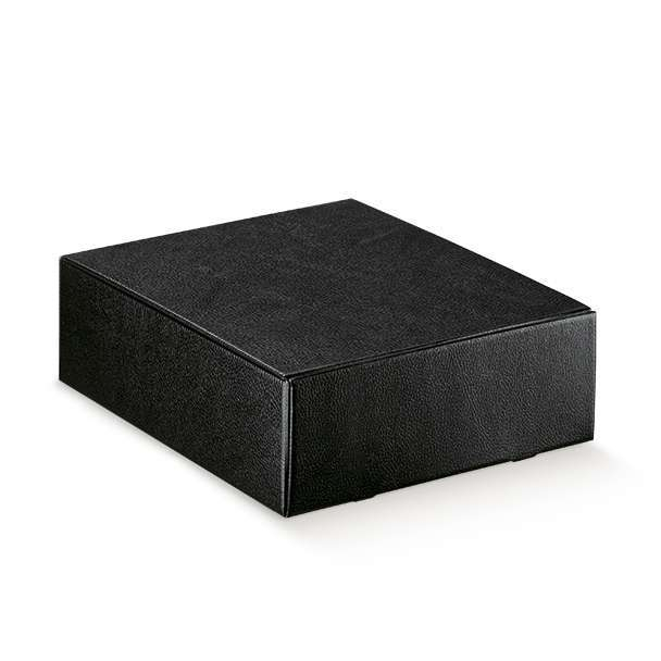 Scatola cantinetta porta 3 bottiglie in cartone pelle nero, 32x35x10.5 cm, cartone da 30 pezzi