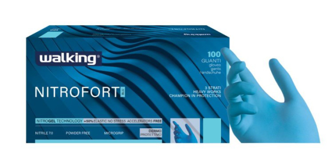 Guanto nitrile azzurro alta resistenza spessore 7.2gr confezione da 100 pezzi