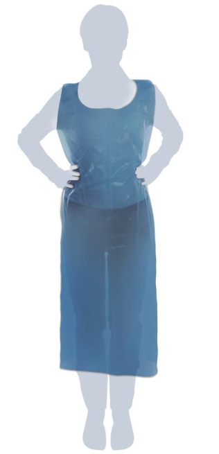 Grembiule defender blu in plastica LDPE 70x122cm,  confezione da 100 pezzi