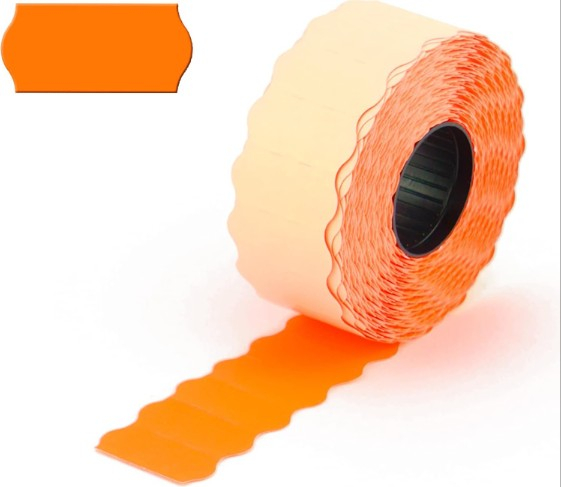 Etichette arancio fluo permanenti per prezzatrice, formato 26x12 mm