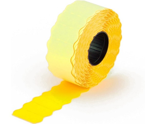 Etichette giallo fluo permanenti per prezzatrice, formato 26x12 mm