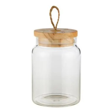 Vasetto in vetro con tappo in legno, altezza 8 cm, confezione da 6 pezzi