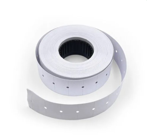 Etichette in rotolo con adesivo permanente per prezzatrici, formato 21x12 mm.