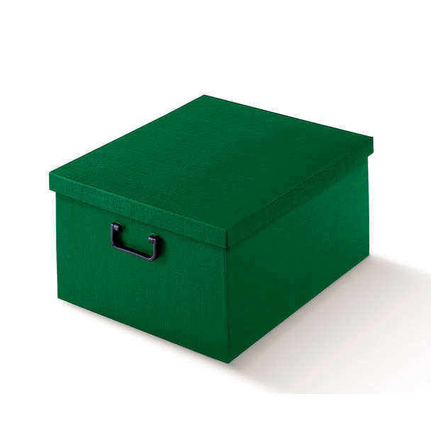 Scatola "Tutto a Posto" in cartone fantasia seta verde, vari formati