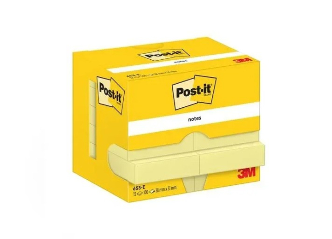 Blocco foglietti adesivi "Post-it" 653-E giallo, 38x51 mm, confezione da 12 pezzi