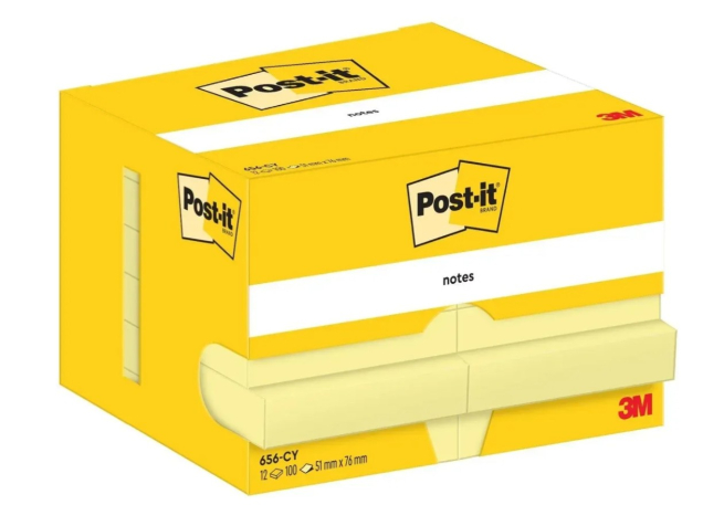 Blocco foglietti adesivi "Post-it" 656-CY giallo, 51x76 mm, confezione da 12 pezzi