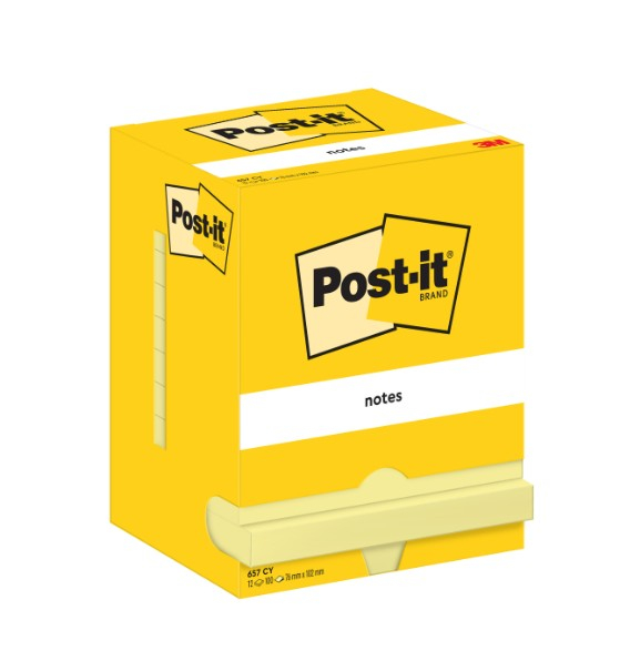 Blocco foglietti adesivi "Post-it" 657CY giallo, 76x102 mm, confezione da 12 pezzi