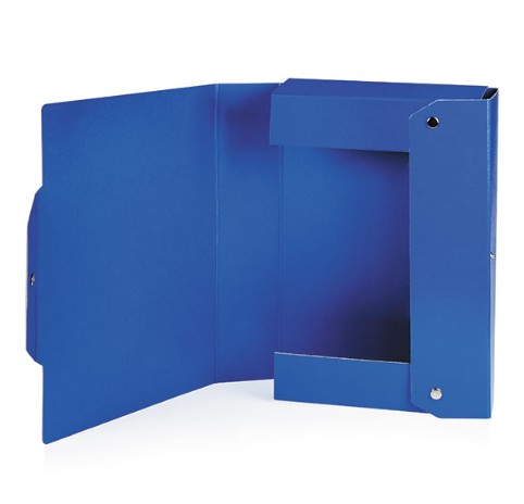 Carpetta portaprogetti blu, chiusura con bottoni, 25x35 cm, varie altezze