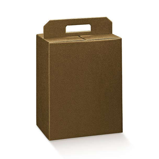 Scatola per confezioni regalo in cartone marrone scuro con maniglia superiore, 20x28x35 cm, cartone da 50 pezzi