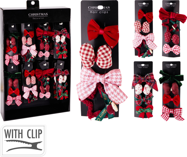 Fermaglio per capelli Natalizio con clip, confezione da 4 pezzi assortiti
