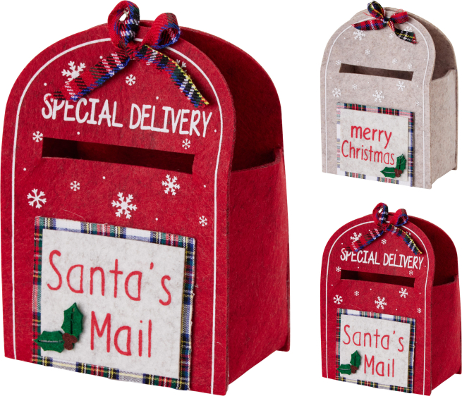 Cassetta delle lettere di Natale in feltro, altezza 18 cm, modelli assortiti