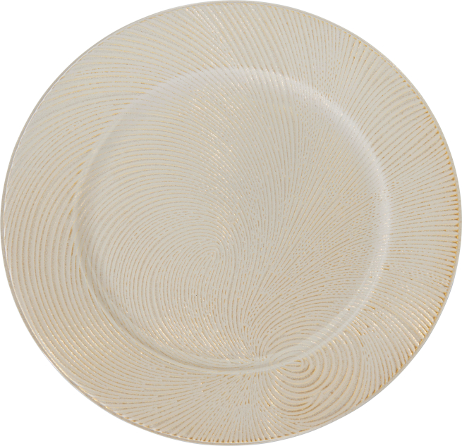 Piatto in PP bianco glitter oro, diametro 33 cm
