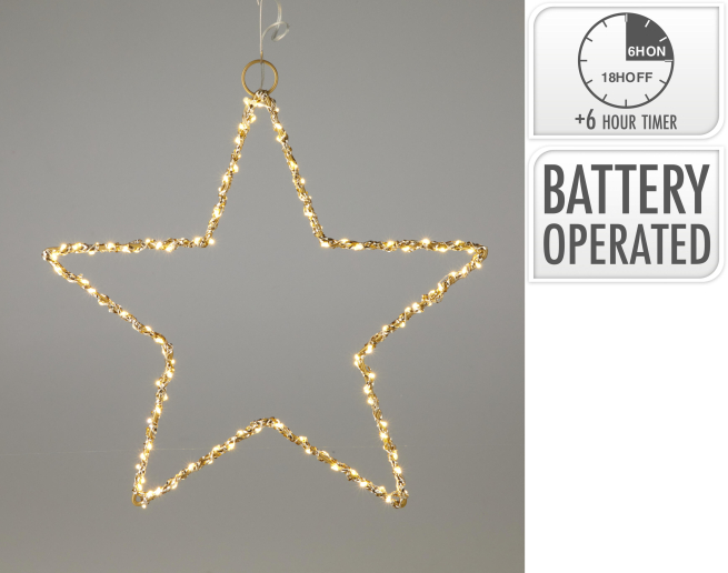 Stella con 120 microluci led a batteria da appendere, diametro 30 cm