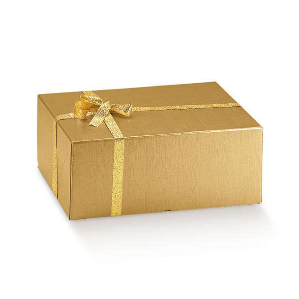 Scatola automontante base rettangolare in cartoncino oro, vari formati