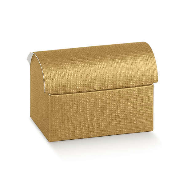 Cofanetto in cartoncino oro opaco, base 45x70mm, altezza 52mm, confezione da 10 pezzi