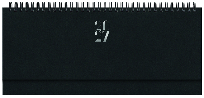 Planning 2027 settimanale con spirale Gommato nero, formato 29.8x10.5 cm