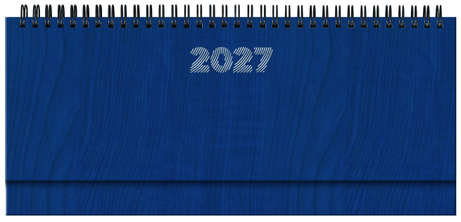 Planning 2027 settimanale con spirale Vertigo blu, formato 29.8x10.5 cm