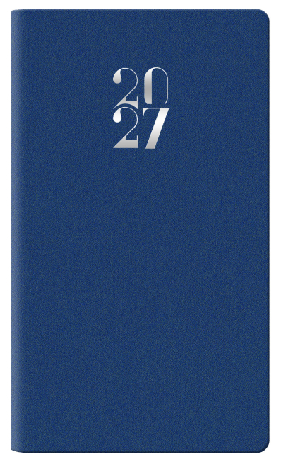 Agenda 2027 tascabile settimanale Gommato blu, formato 8x14 cm