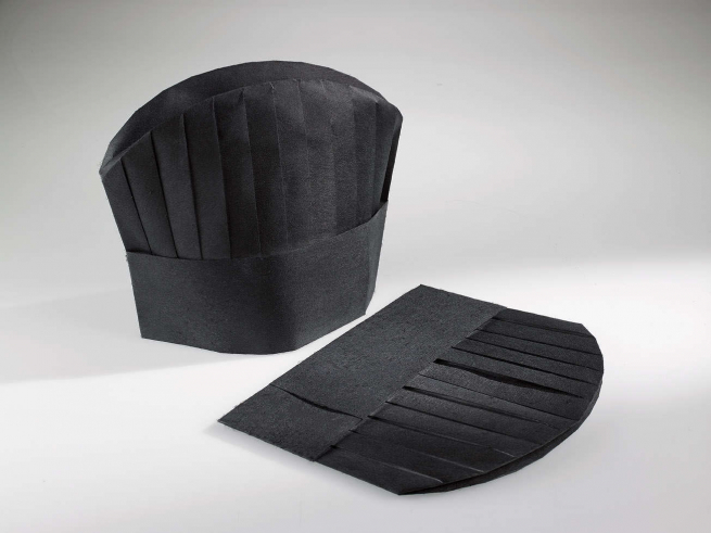 Cappello chef in TNT nero 28x24cm confezione da 25 pezzi