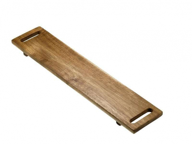 Vassoio in legno di acacia con maniglie 12x60cm