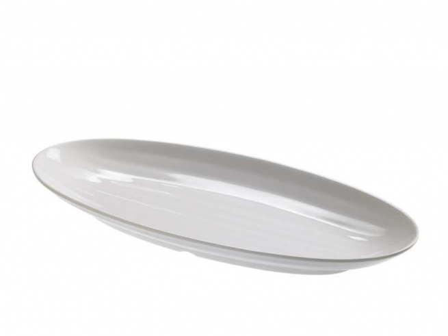 Vassoio ovale da portata in melamina bianca con bordino laterale