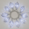 Filo lineare con decoro 10 foglie in metallo argento con led luce fredda, a battera, filo trasparente, uso interno, lunghezza 1.35 metri