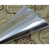 Carta regalo metallizzata tinta unita con decoro timbri fondo argento, formato 70x100 cm, confezione da 25 fogli