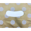 Shopper in plastica HDPE oro con fantasia "Pois" bianchi, maniglia fustellata a fagiolo, confezione da 5 kg.