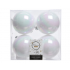 Sfera infrangibile bianco iridescente, diametro 10 cm, confezione da 4 pezzi