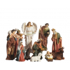 Natività in poliresina dipinta, altezza 29.5 cm, set da 11 pezzi