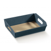 Scatola cesto automontante in cartone juta blu, 22x31 cm altezza 9 cm, cartone da 30 pezzi