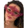 Maschera fucsia donna in metallo traforata, effetto pizzo