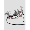 Maschera argento donna in metallo traforata, con strass rossi