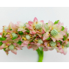 Fiorellino pick in tessuto rosa e verde, con filo in metallo, diametro 3 cm, confezione da 144 pezzi