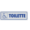 Etichetta adesiva con simbolo Disabili e dicitura Toilette, formato 14x4 cm