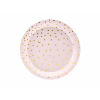 Piatto in cartoncino rosa con pois, diametro 18 cm, confezione da 6 pezzi