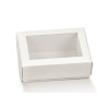 Scatola rettangolare in cartoncino bianco con coperchio finestrato trasparente, confezione da 10 pezzi, vari formati