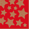 Tovagliolo in carta 3 veli stampa stelle oro su fondo rosso, 33x33 cm, confezione da 20 pezzi