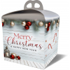 Scatola porta panettone in cartone fantasia natalizia, 24x24x18 cm, confezione da 50 pezzi